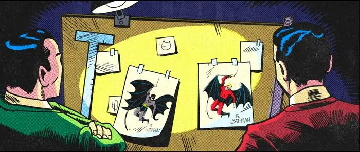 بدلة باتمان ، المكونة من أرسنال من الأدوات الذكية ، ومفهوم مدينة جوثام لم يصنعها بوب كين. تم إنشاؤها بالفعل بواسطة Bill Finger ، الذي لم يحصل على أي ائتمان أو تقدير لعمله.