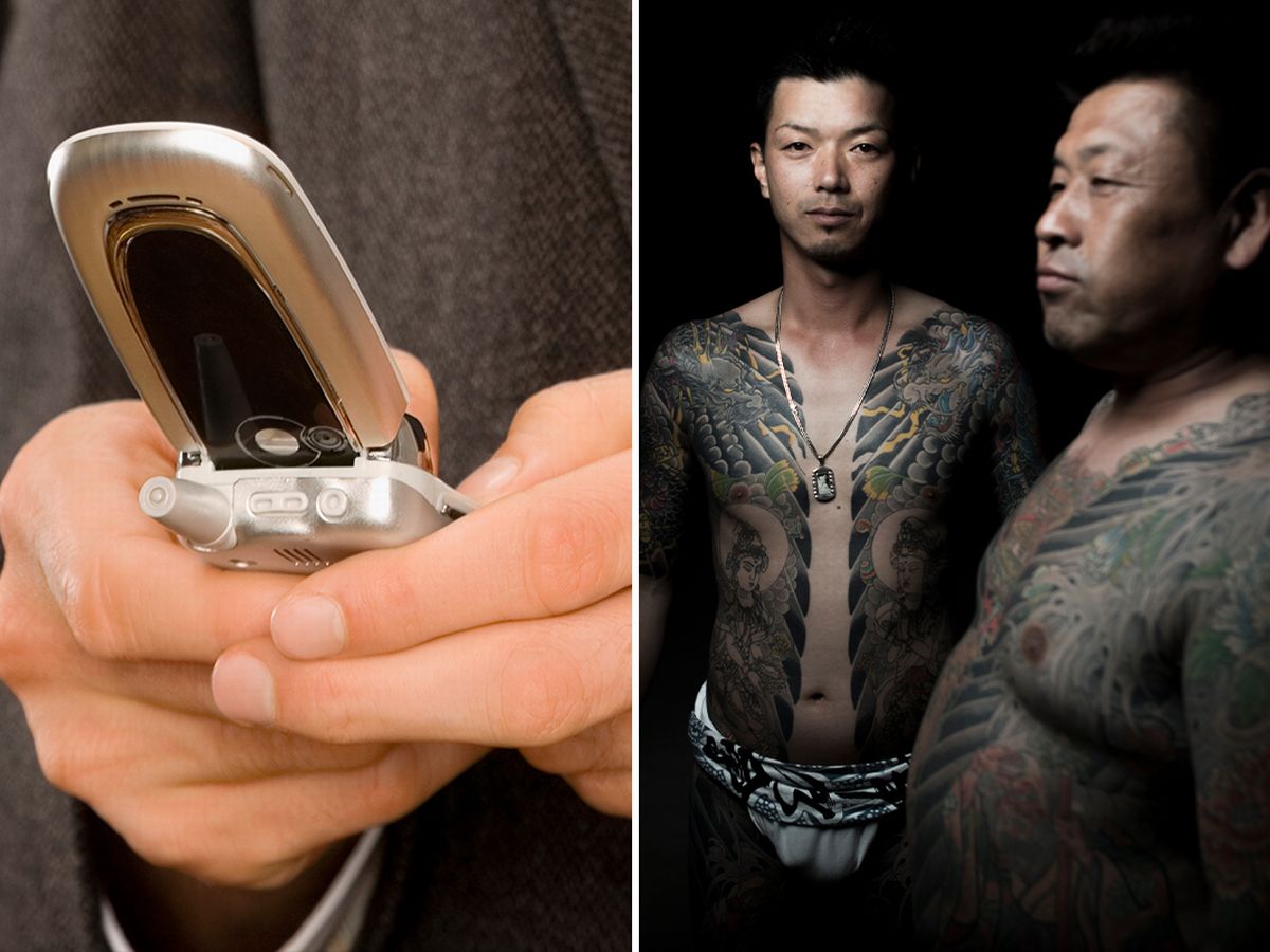 Chefes da Yakuza no Japão lutam para atualizar seus telefones. Eles não têm permissão para comprar smartphones e são forçados a usar telefones antigos 3G Flip.